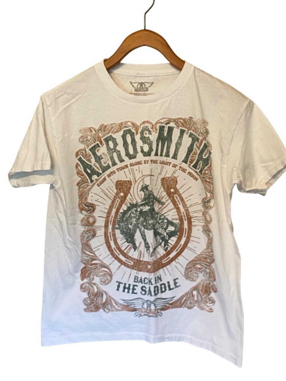 Aerosmith Back In The Saddle Tour T-Shirt Men's S White Band Concert Graphic Tee